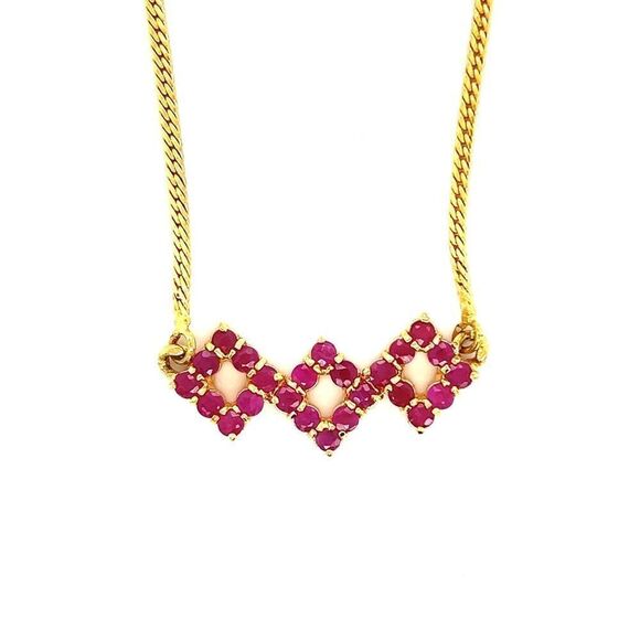Gold Color Rubies Necklace - Picture 1 of 7